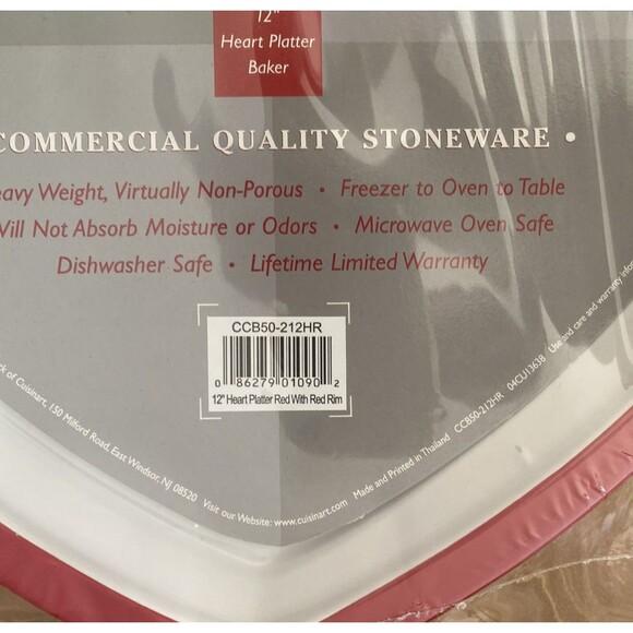 Cuisinart Chefs Classics Stoneware 12” Heart Platter Baker Valentine's Ceramic - Picture 2 of 4